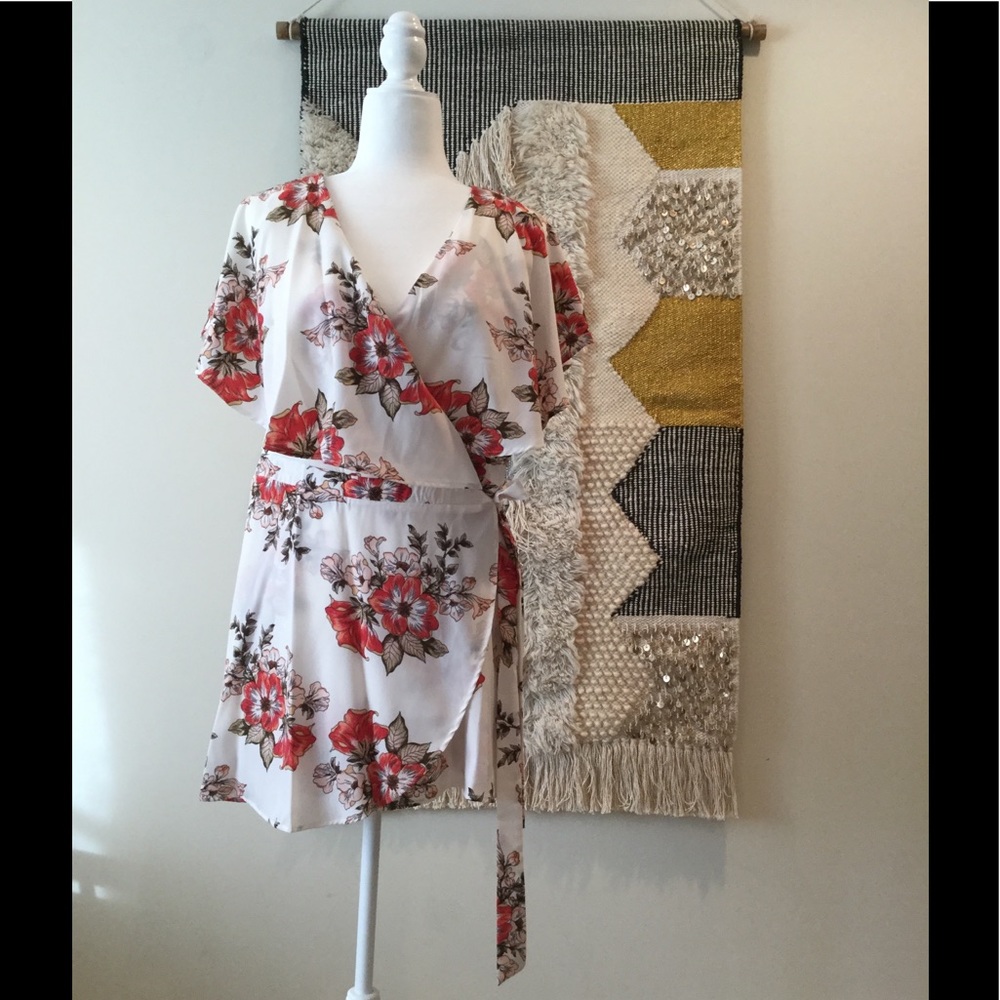 Floral Ruffled Wrap Romper